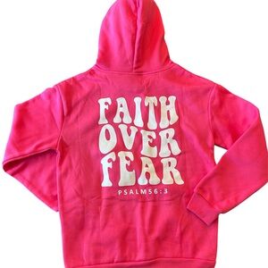 SHEIN “Faith Over Fear” women’s size small pink hoodie
